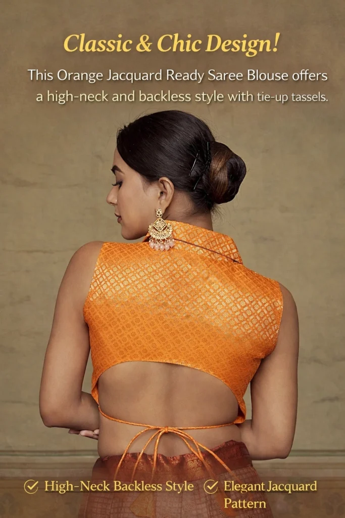 Orange Woven Silk Blouse