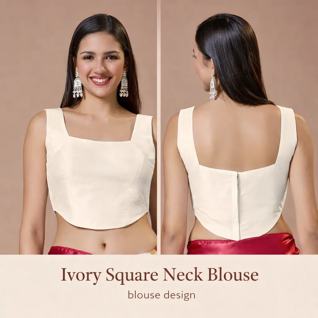 Ivory Square Neck Blouse