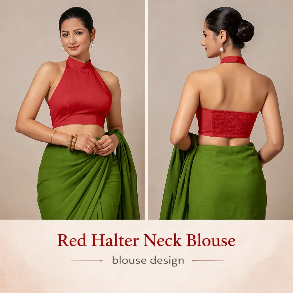 Red Halter Neck Blouse