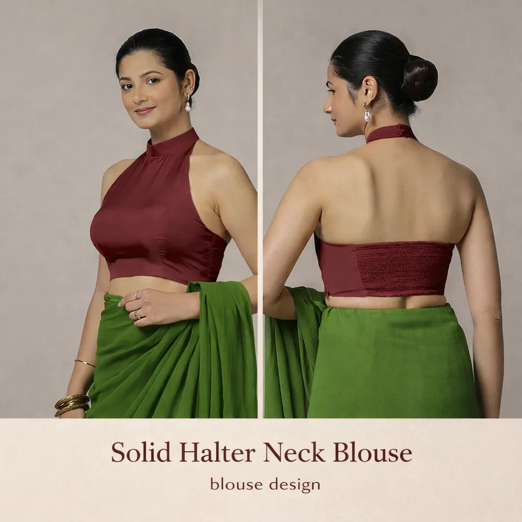 Solid Halter Neck Blouse