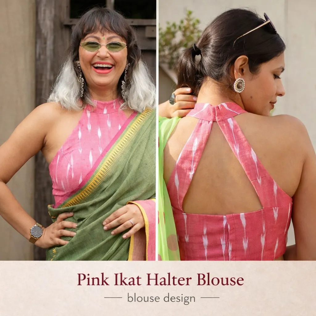 Pink Ikat Halter Blouse