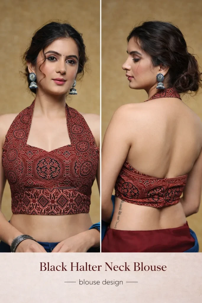 Black Halter Neck Blouse