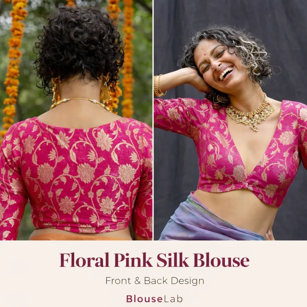 Floral Pink Silk Blouse