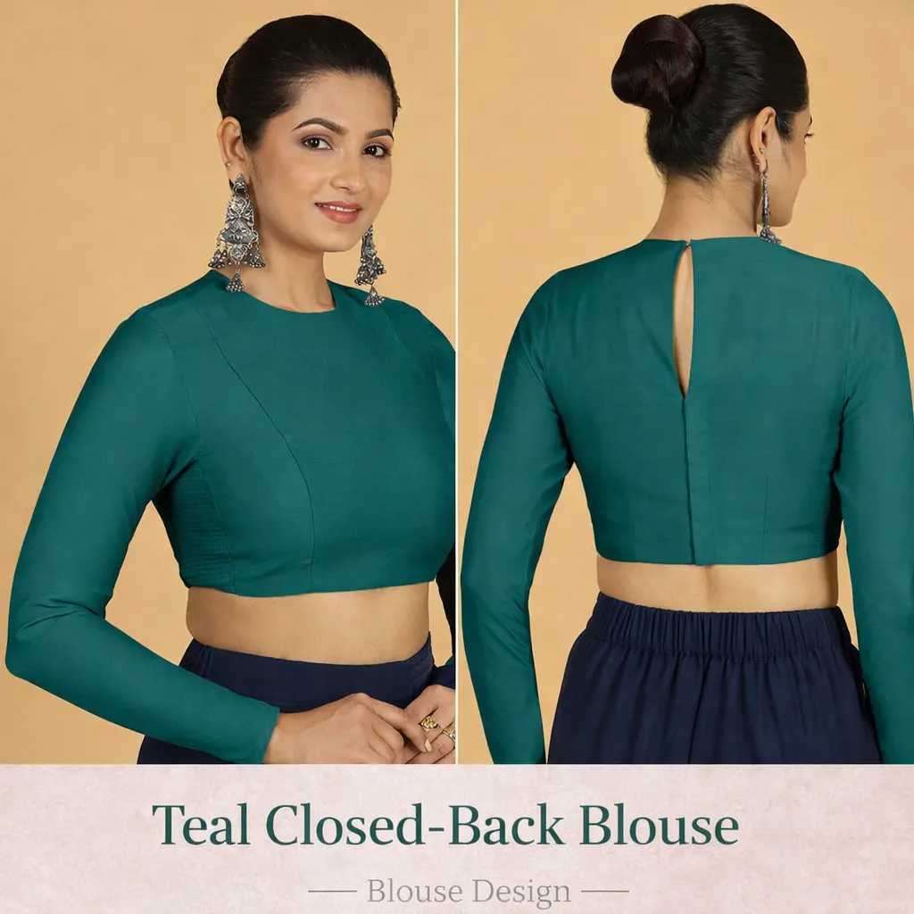 Teal Closed-Back Blouse