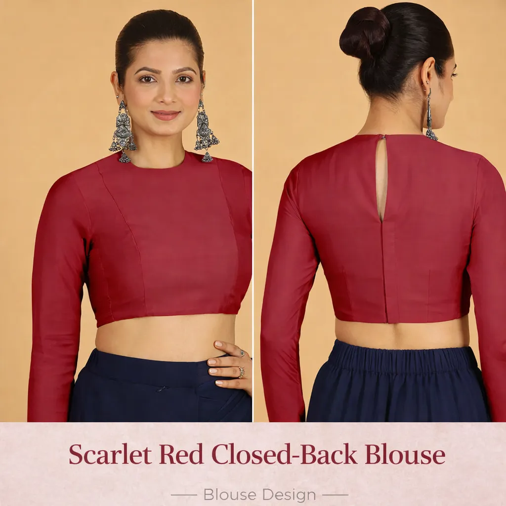 Scarlet Red Closed-Back Blouse