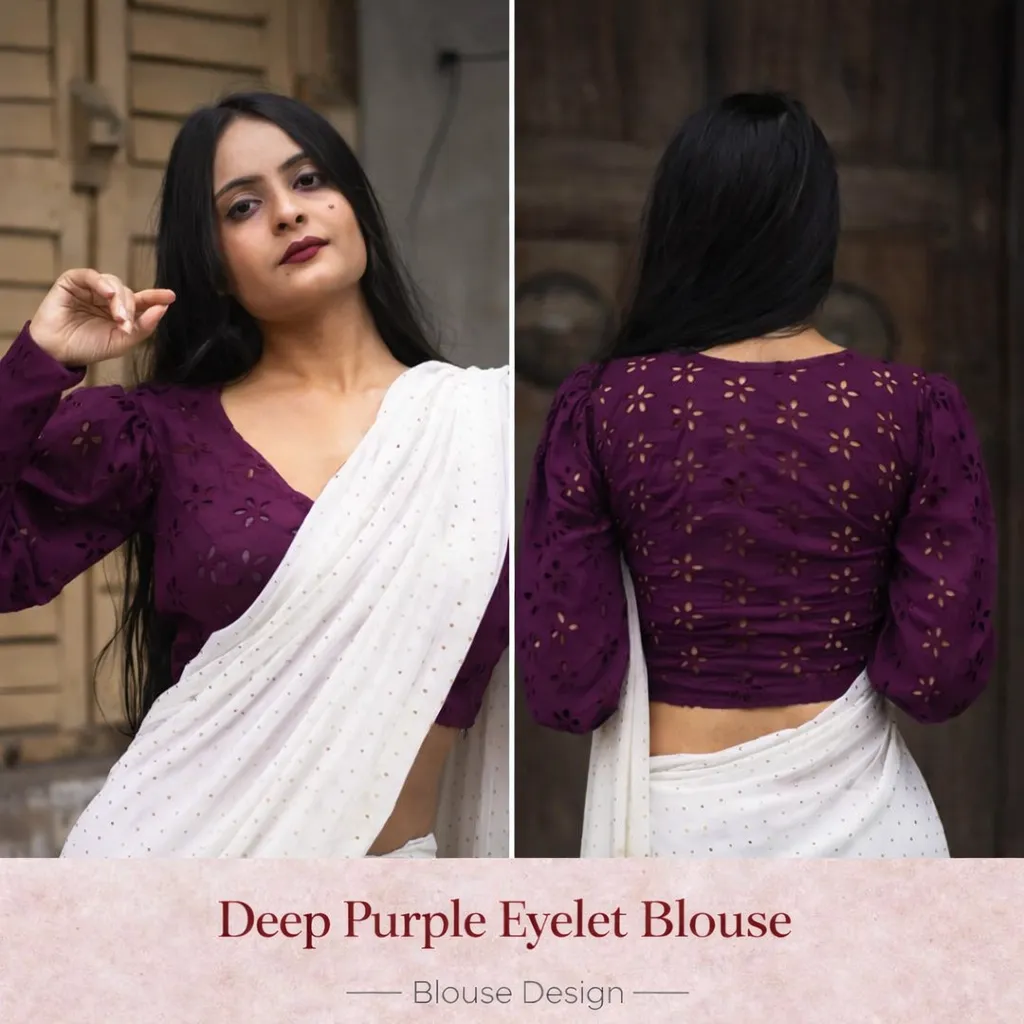 Deep Purple Eyelet Blouse