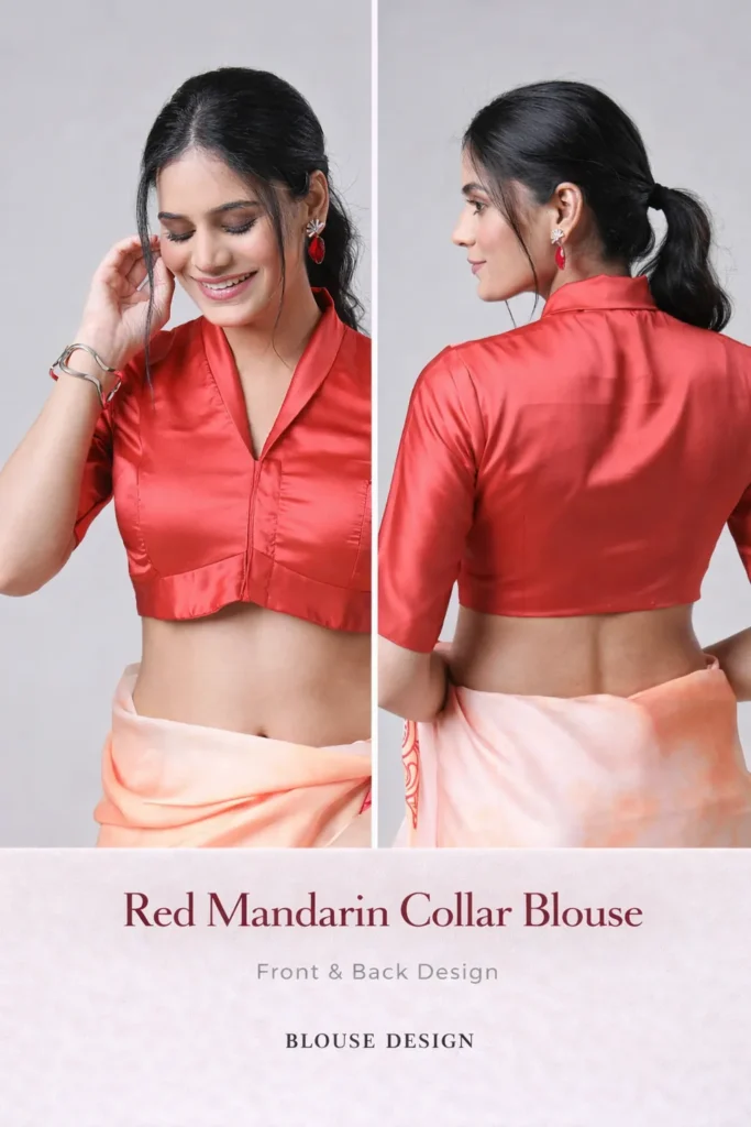 Red Mandarin Collar Blouse