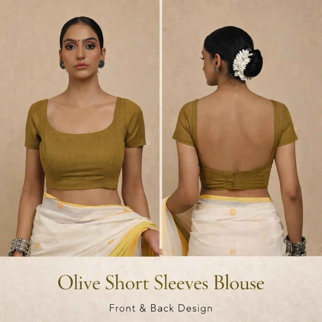 Olive Short Sleeves Blouse
