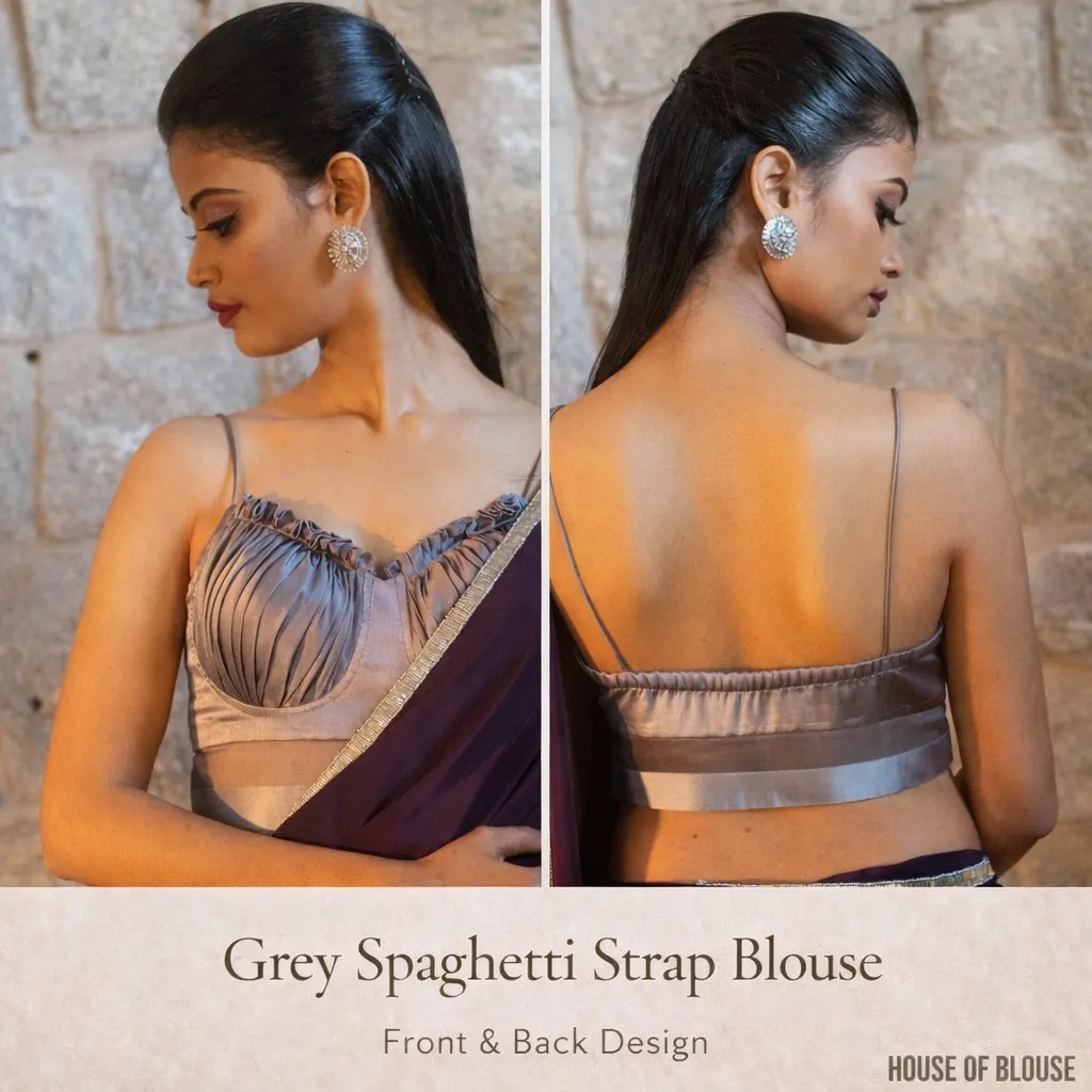 Grey Spaghetti Strap Blouse