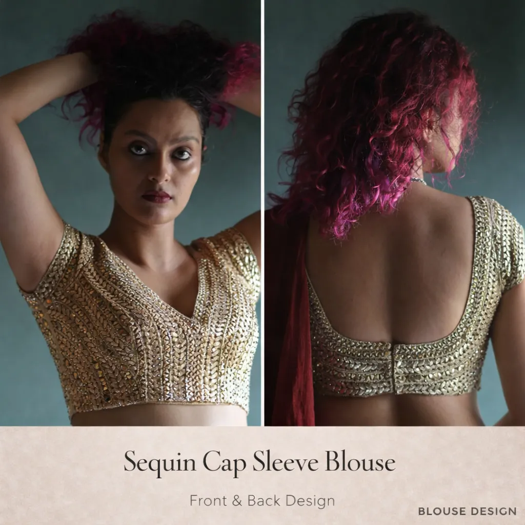 Sequin Cap Sleeve Blouse