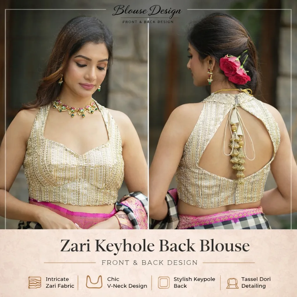 Zari Keyhole Back Blouse