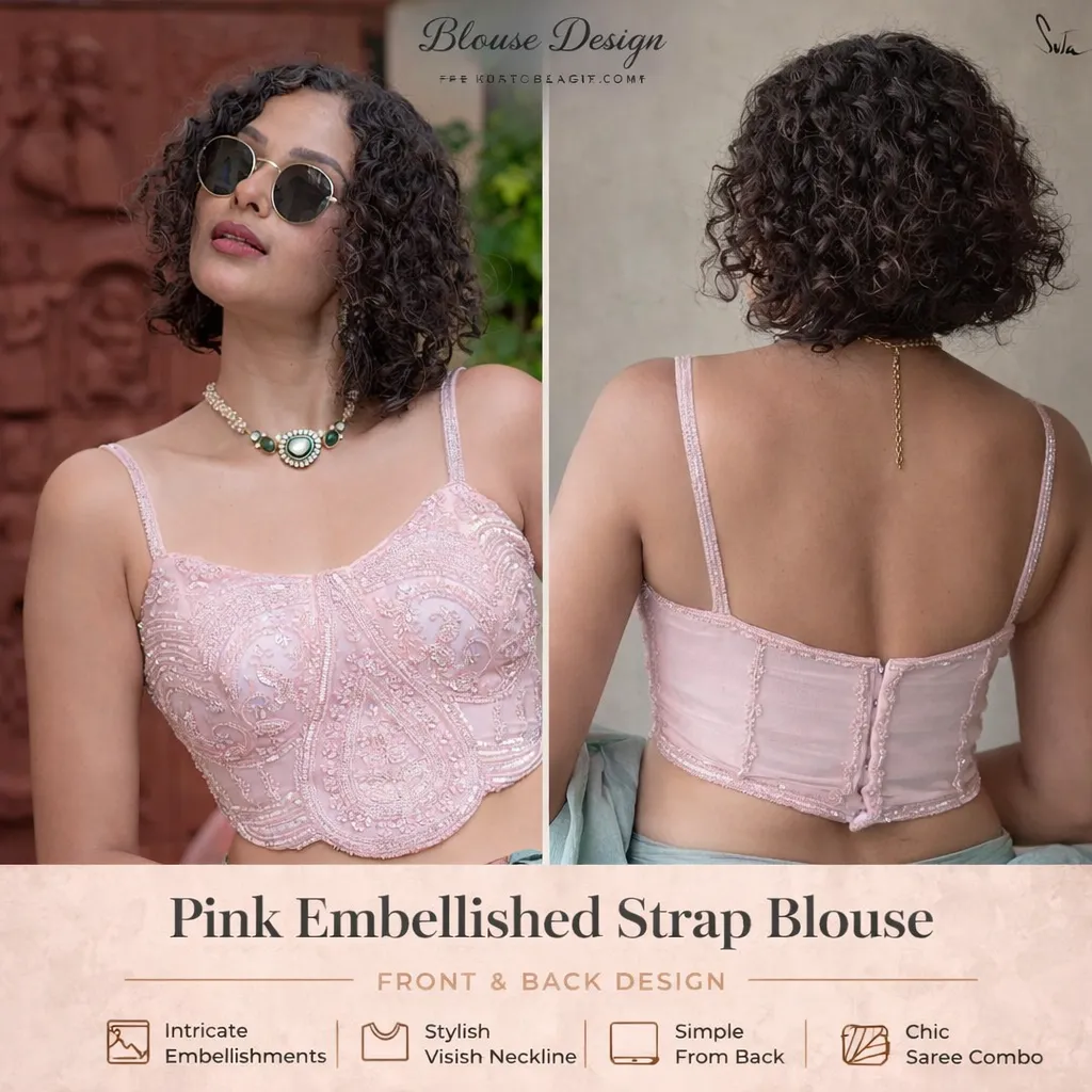 Pink Embellished Strap Blouse