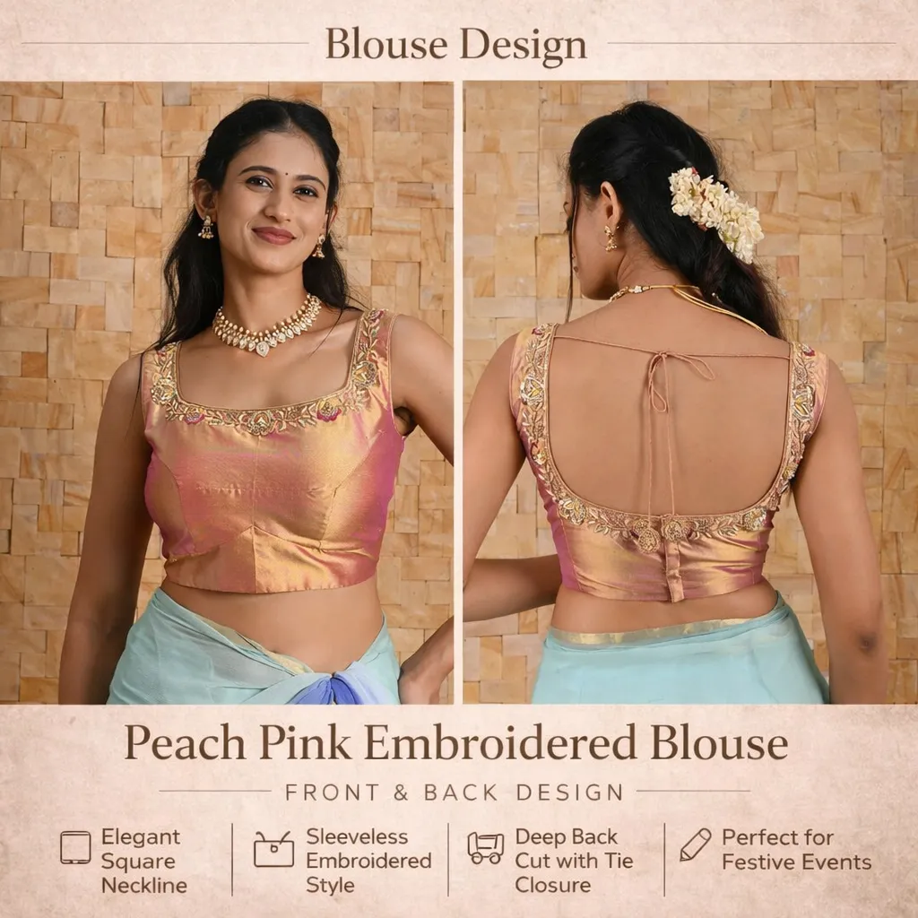 Peach Pink Embroidered Blouse