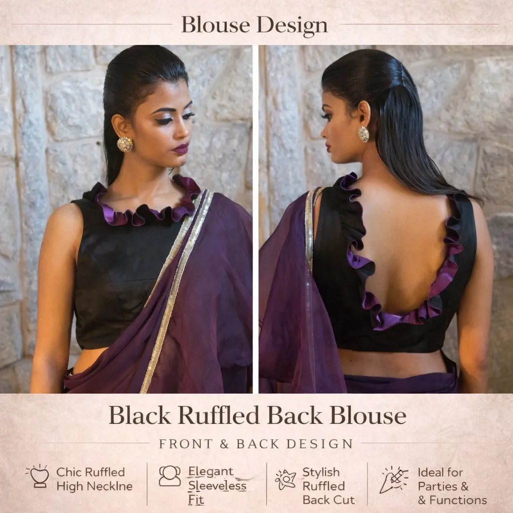 Black Ruffled Back Blouse