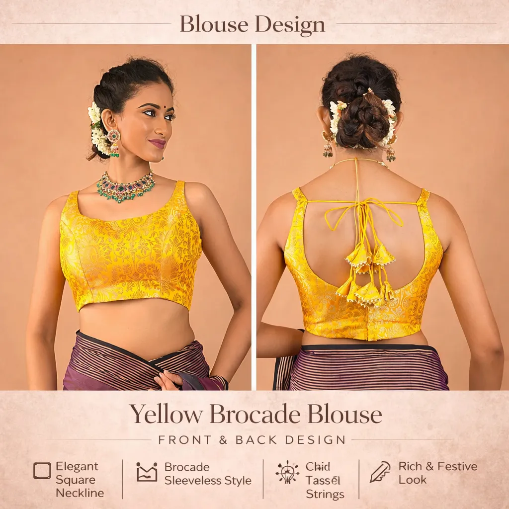 Yellow Brocade Blouse