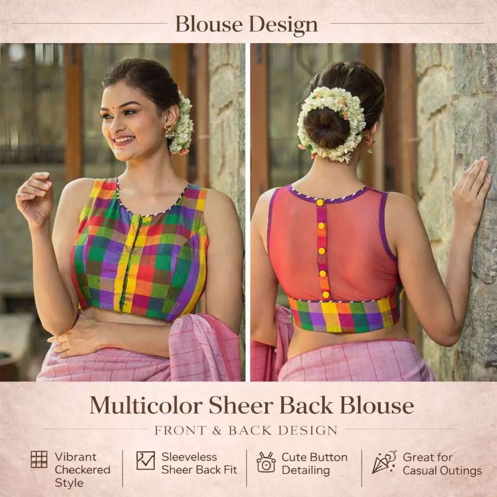 Multicolor Sheer Back Blouse