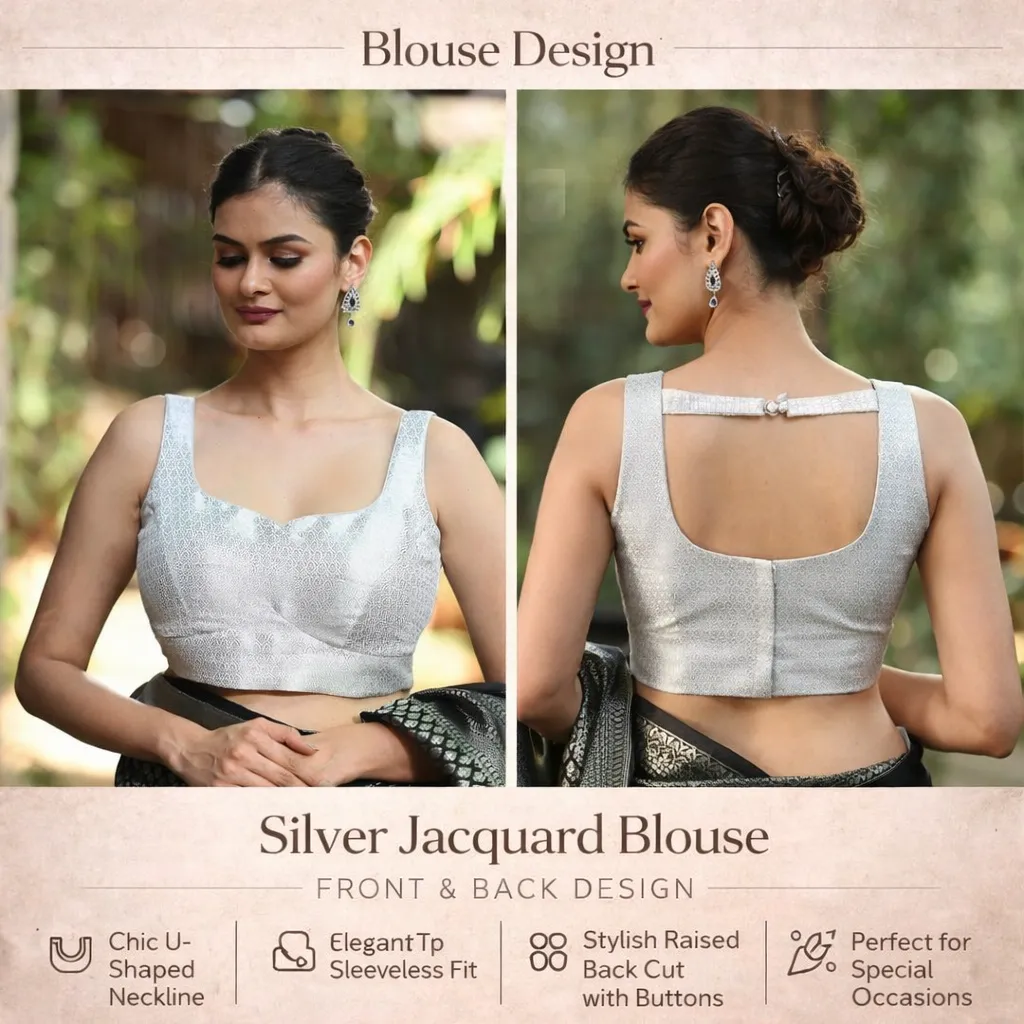 Silver Jacquard Blouse