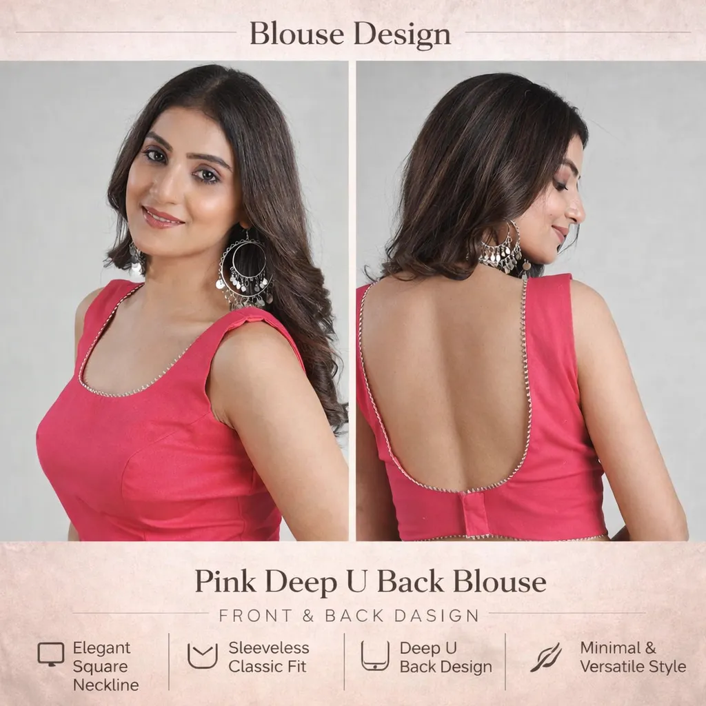 Pink Deep U Back Blouse