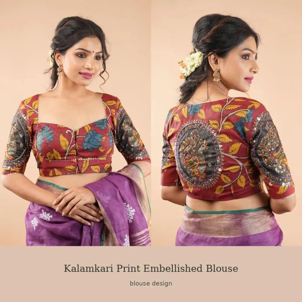 Kalamkari Print Embellished Blouse