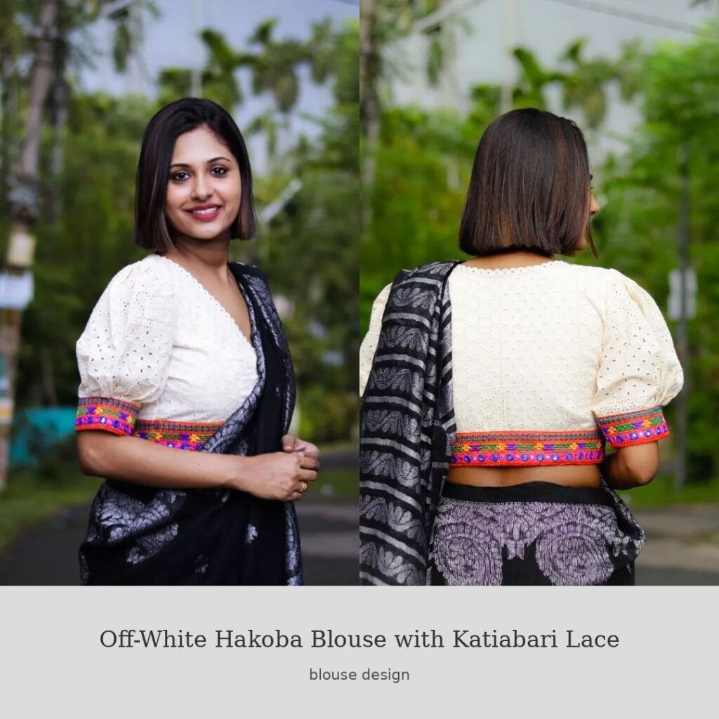 Off-White Hakoba Blouse with Katiabari Lace