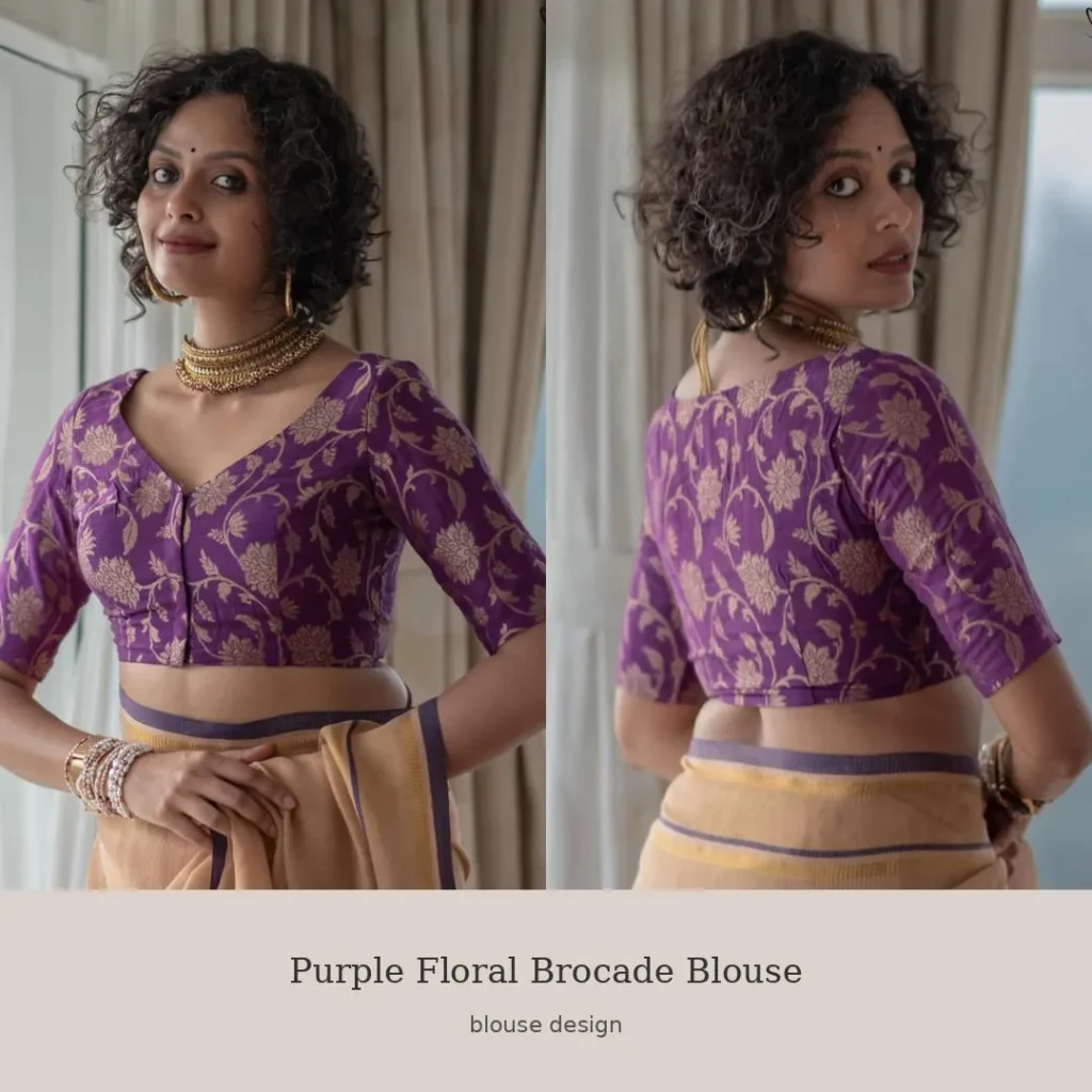 Purple Floral Brocade Blouse