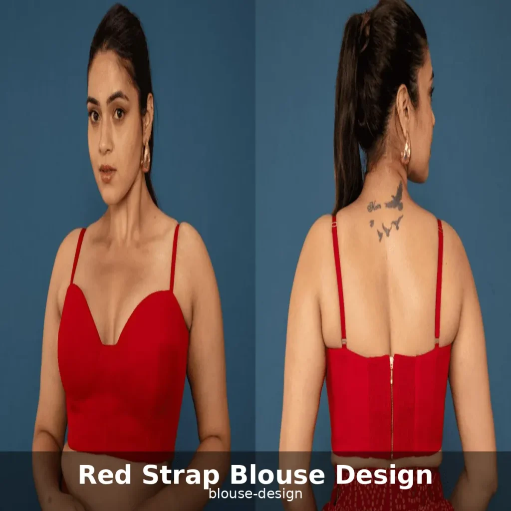 Red Strap Blouse Design