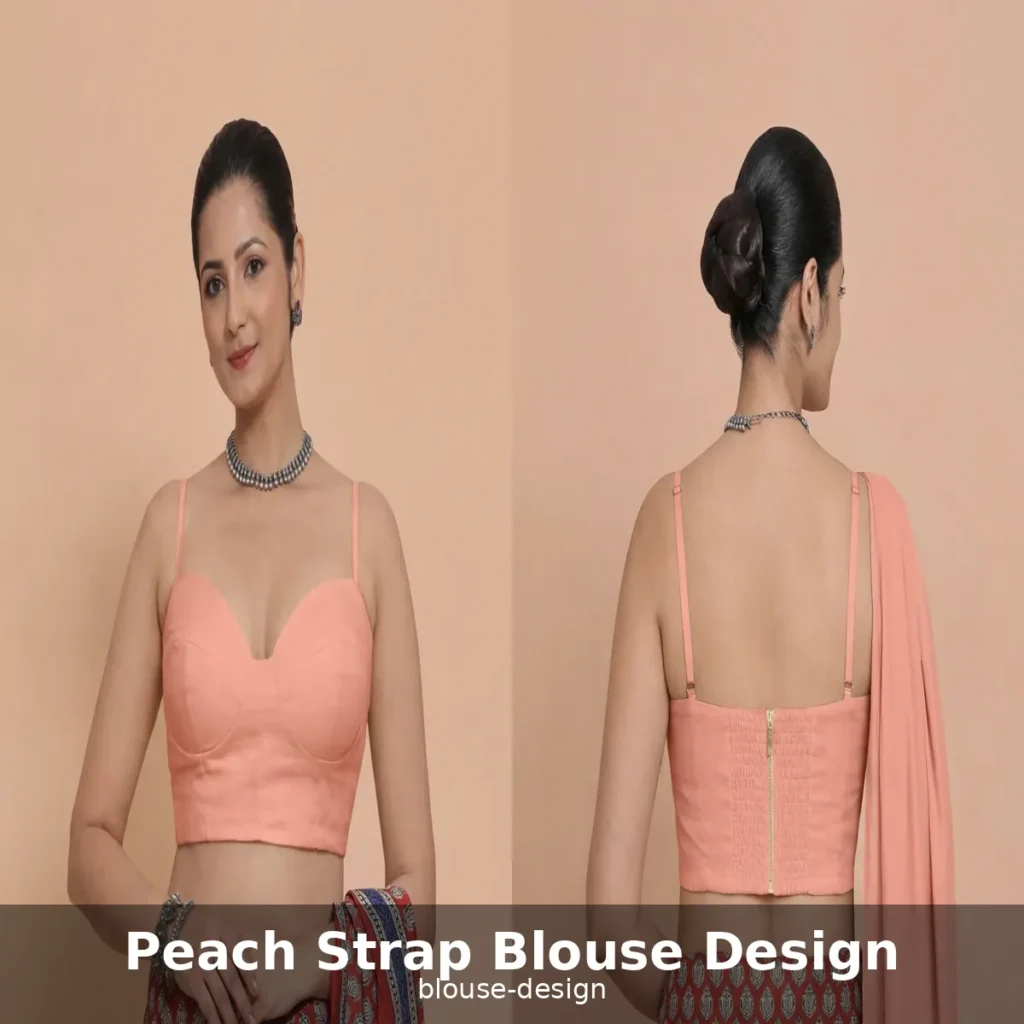 Peach Strap Blouse Design