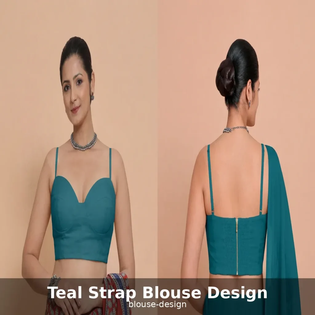 Teal Strap Blouse Design