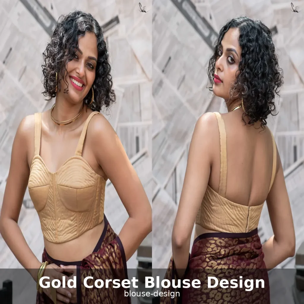 Gold Corset Style Blouse Design