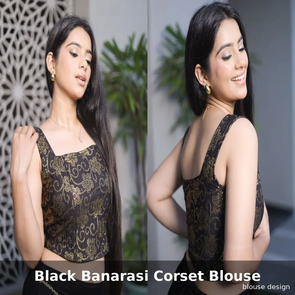 Black Banarasi Corset Blouse