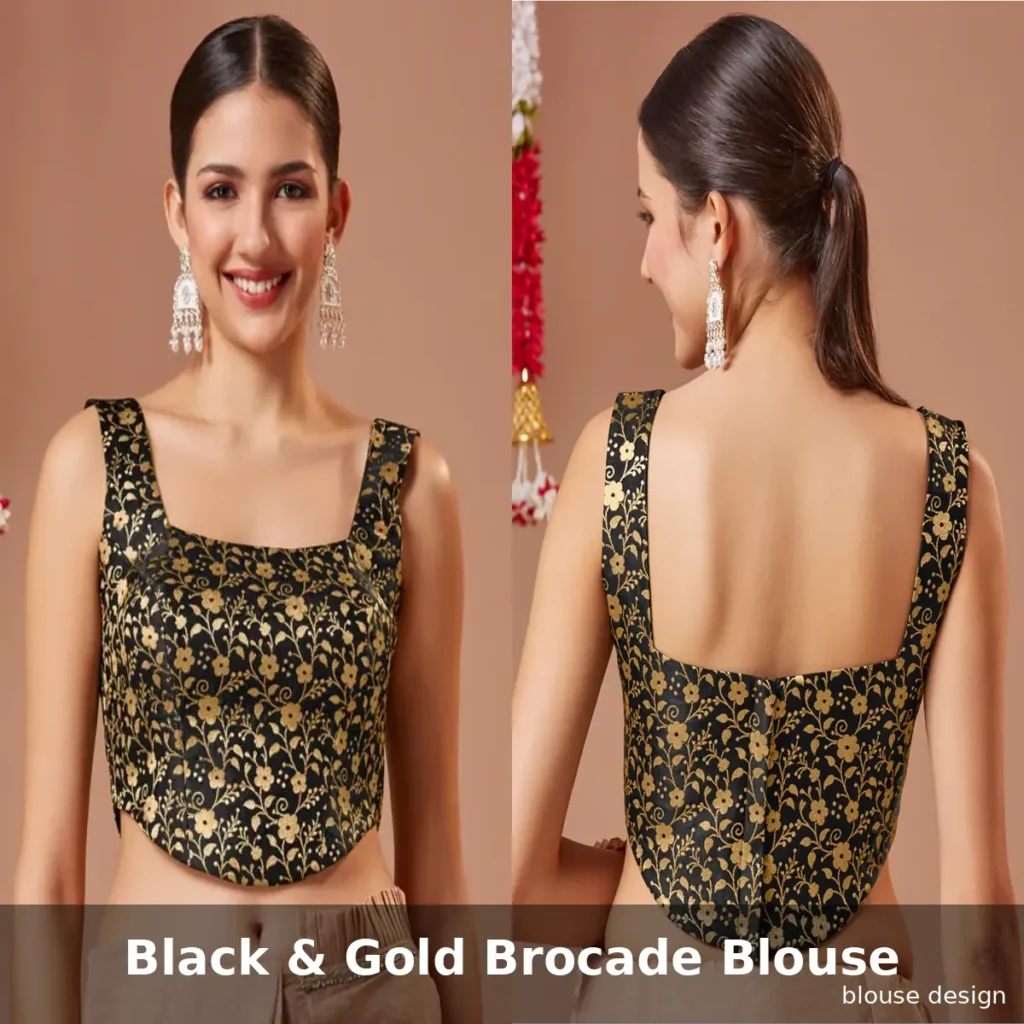 Black & Gold Brocade Blouse