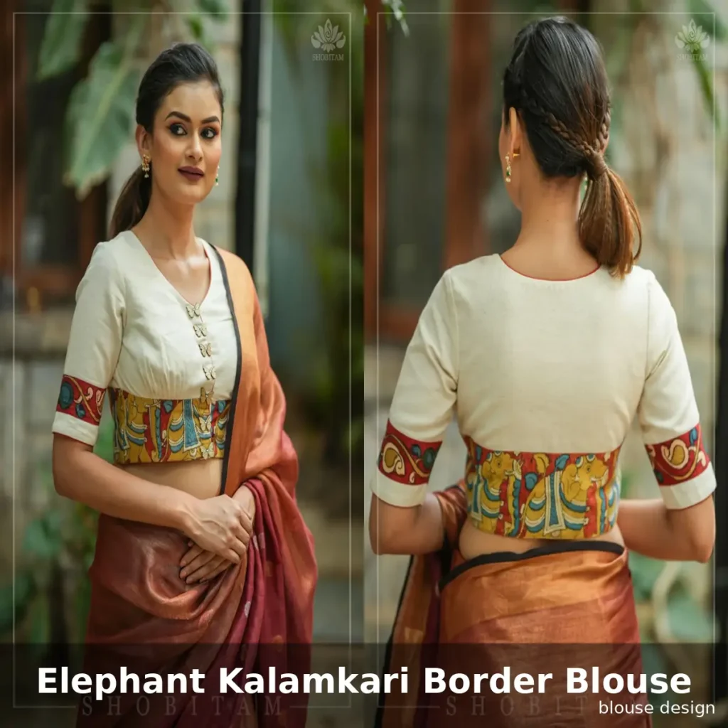 Elephant Kalamkari Border Blouse