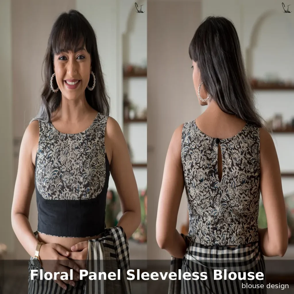 Floral Panel Sleeveless Blouse