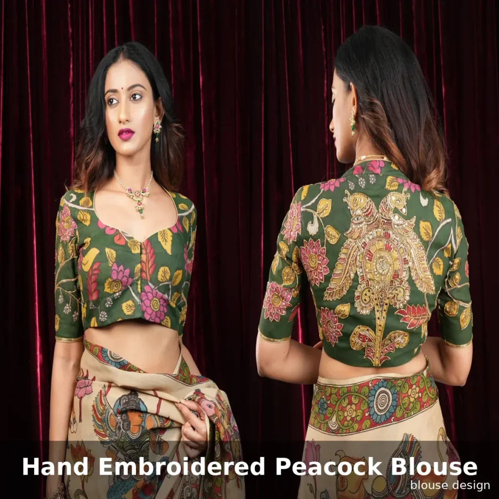 Hand Embroidered Peacock Blouse