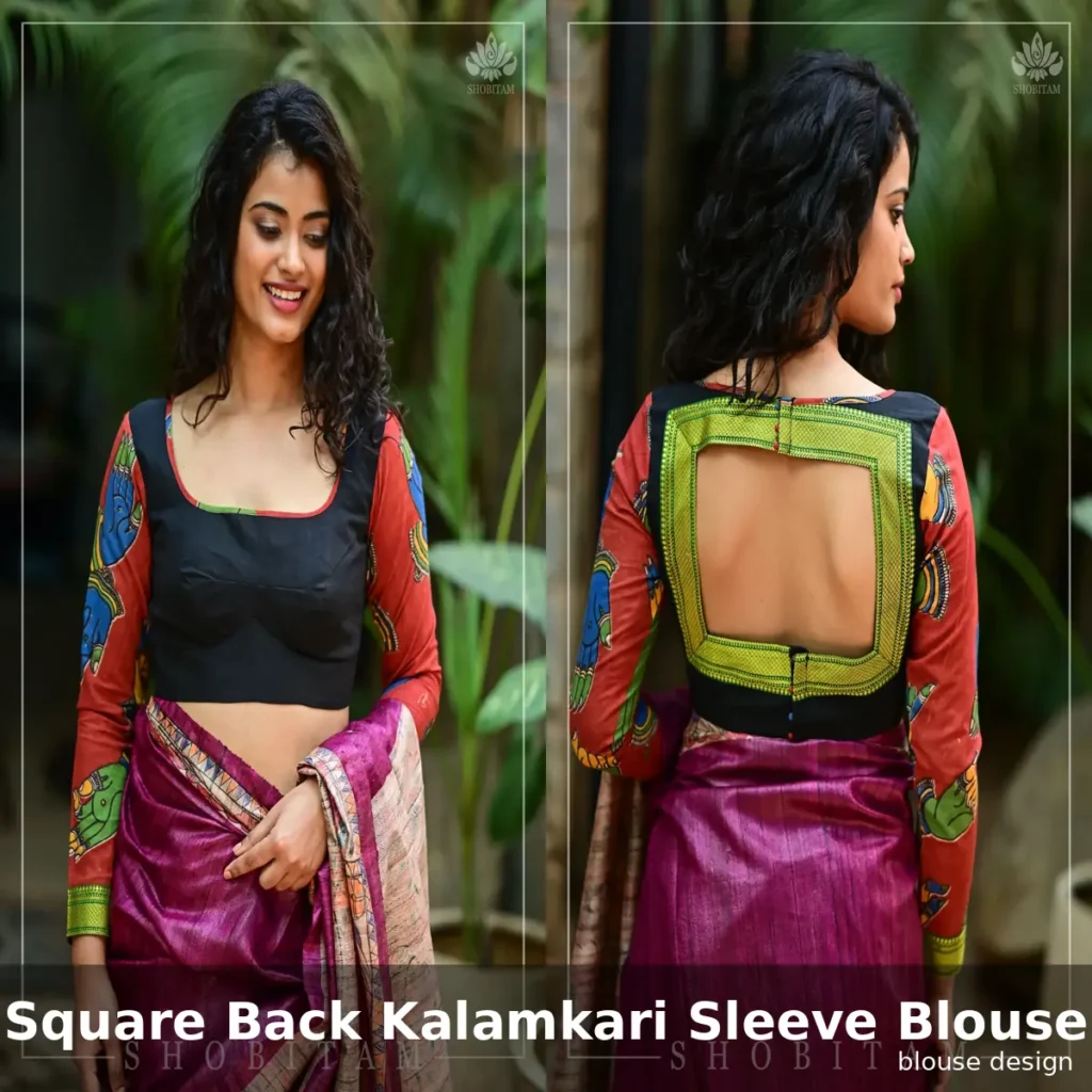 Square Back Kalamkari Sleeve Blouse