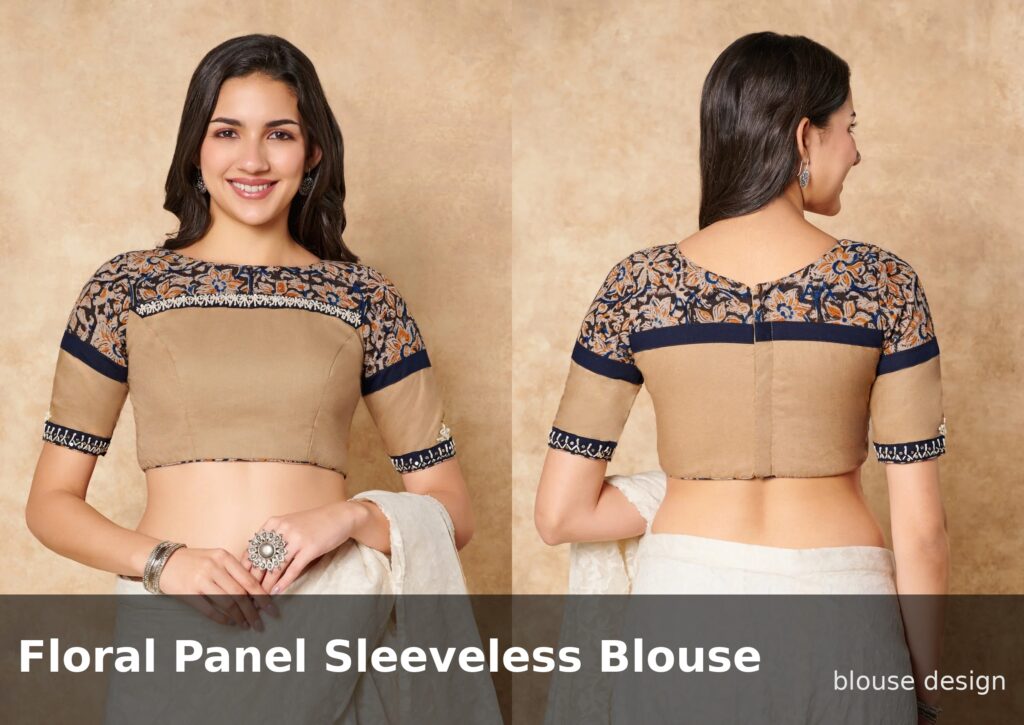 Floral Panel Short Sleeve Blouse