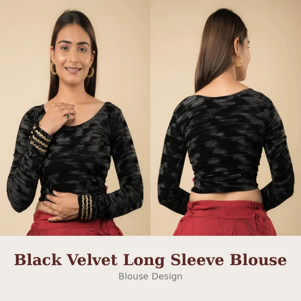 Black Velvet Long Sleeve Blouse