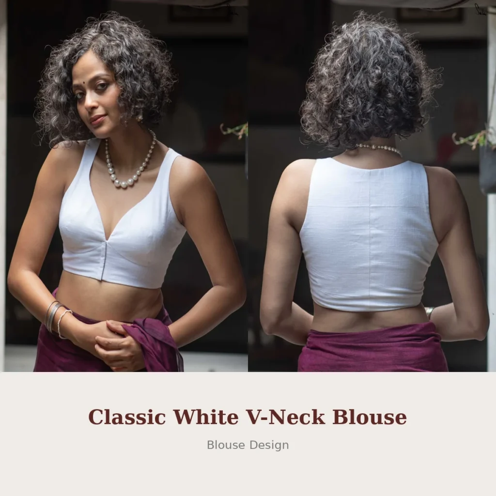 Classic White V-Neck Blouse