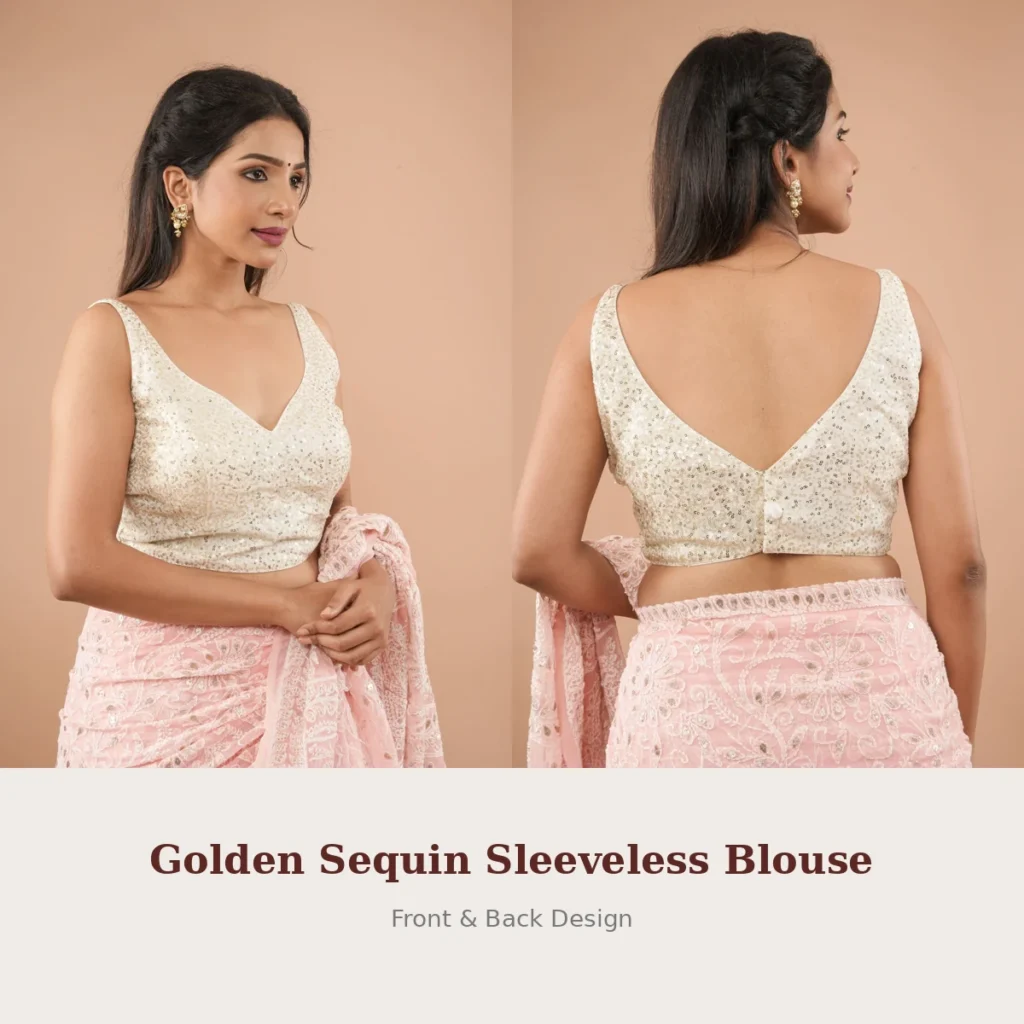 Golden Sequin Sleeveless Blouse