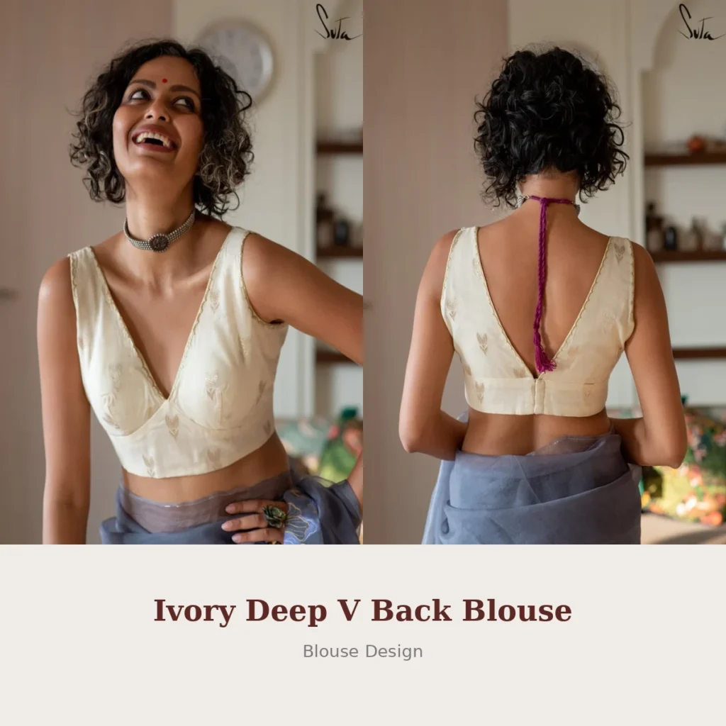 Ivory Deep V Back Blouse