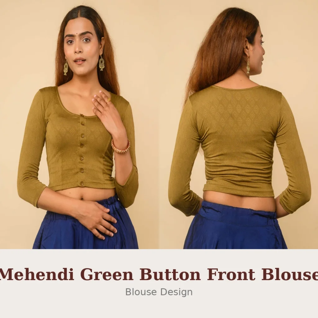 Mehendi Green Button Front Blouse