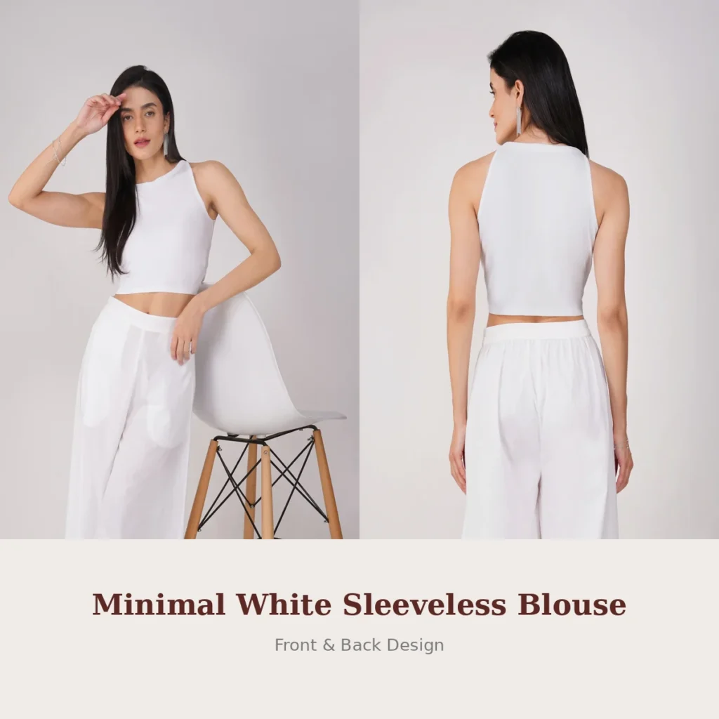 Minimal White Sleeveless Blouse