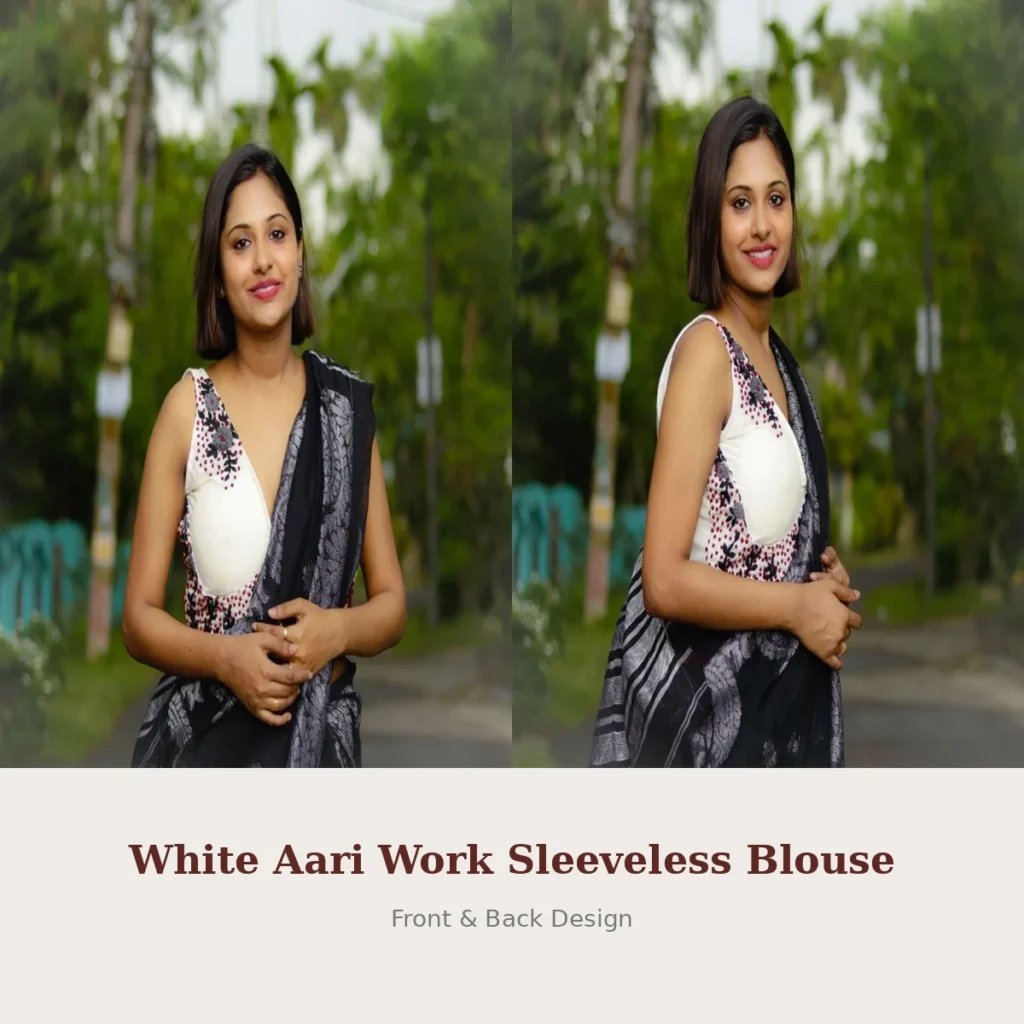 White Aari Work Sleeveless Blouse