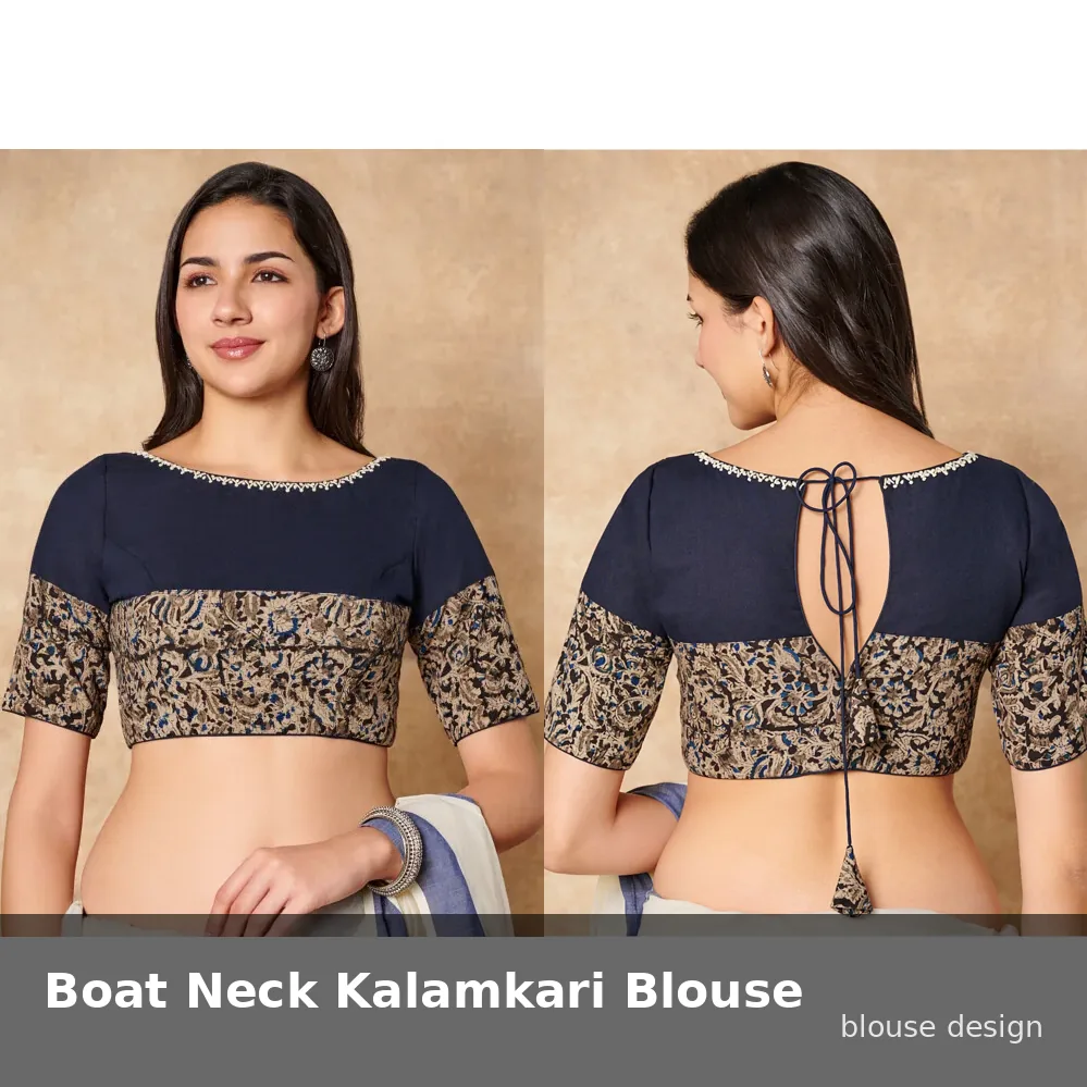 Boat Neck Kalamkari Blouse