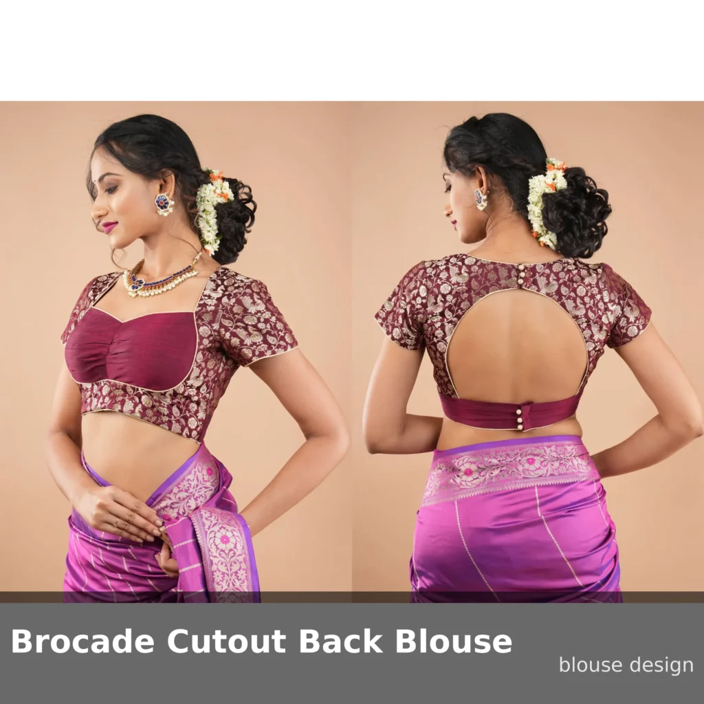 Brocade Cutout Back Blouse