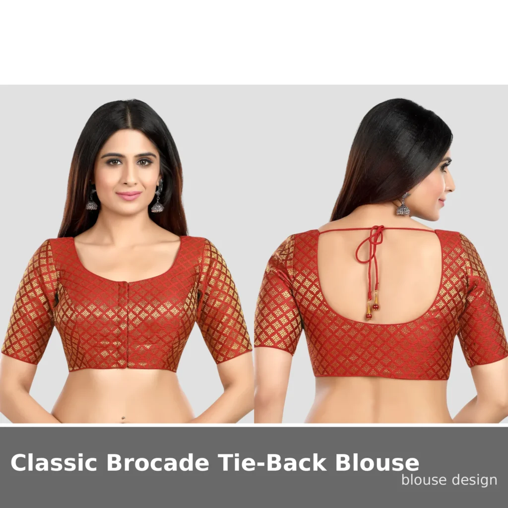 Classic Brocade Tie-Back Blouse
