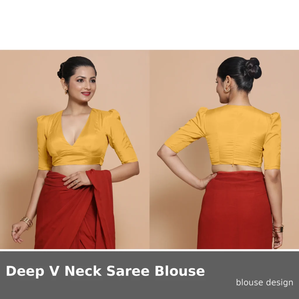 Deep V Neck Saree Blouse