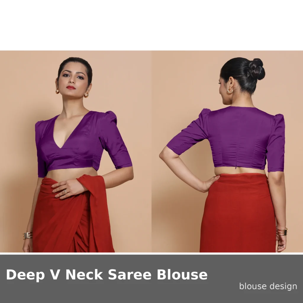 Deep V Neck Saree Blouse