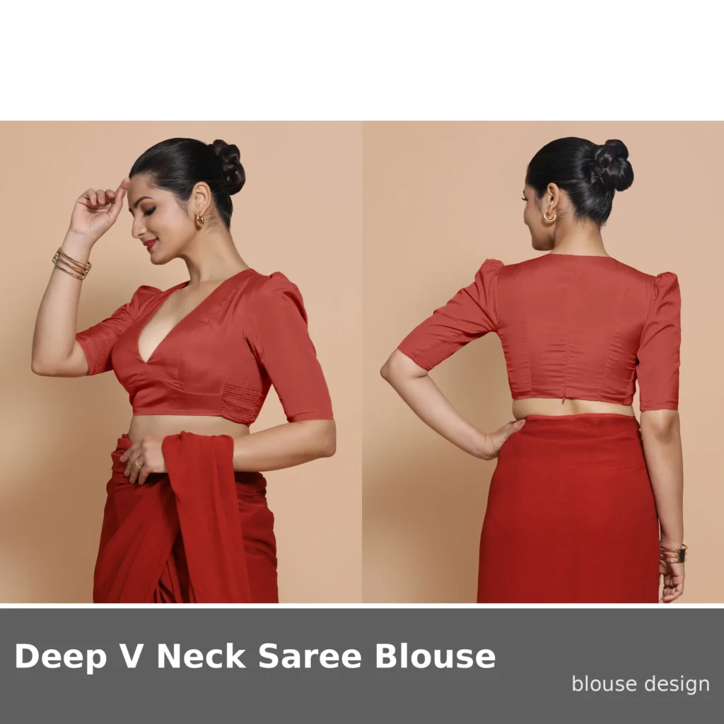 Deep V Neck Saree Blouse