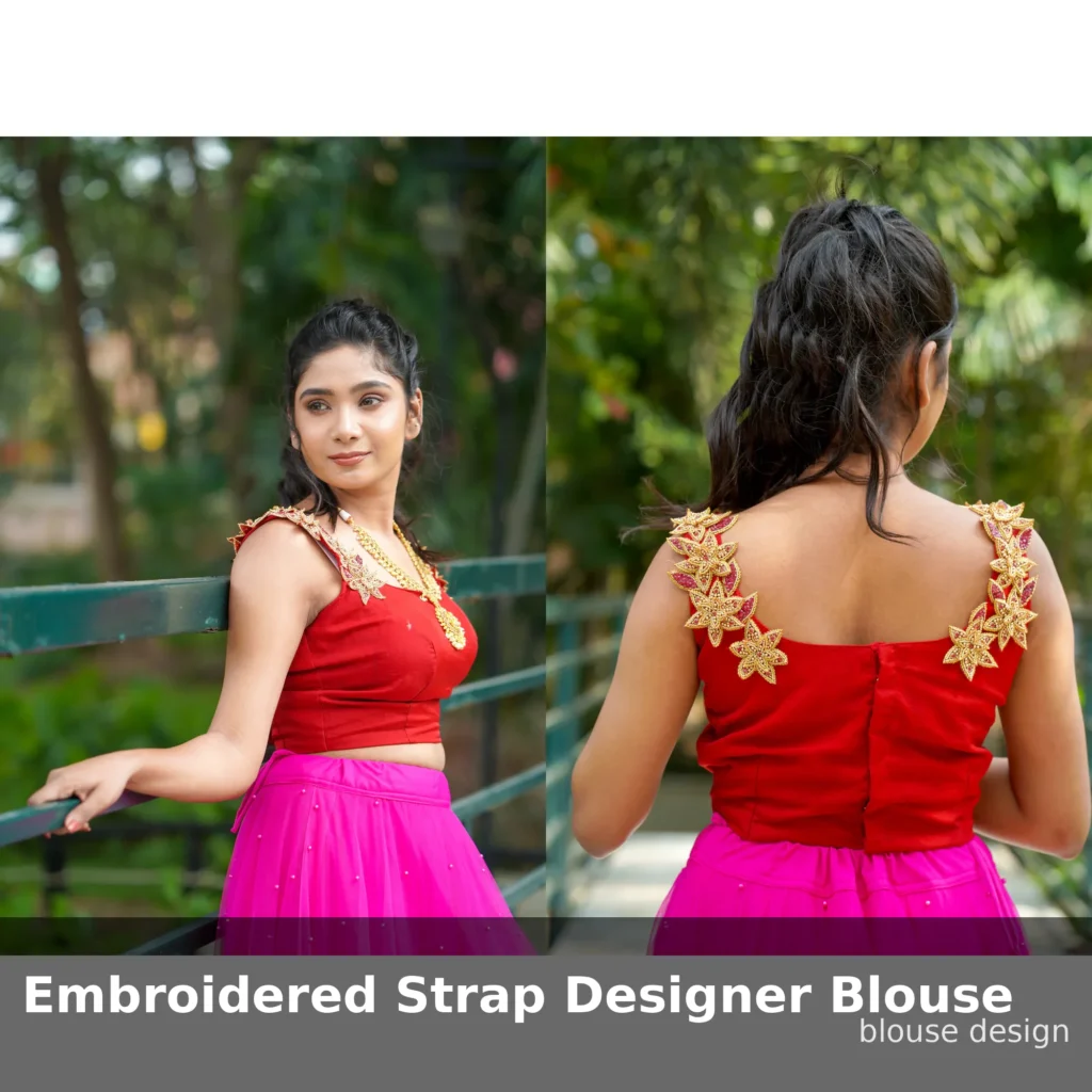 Embroidered Strap Designer Blouse